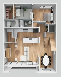 a bathroom with a mirror and vanity