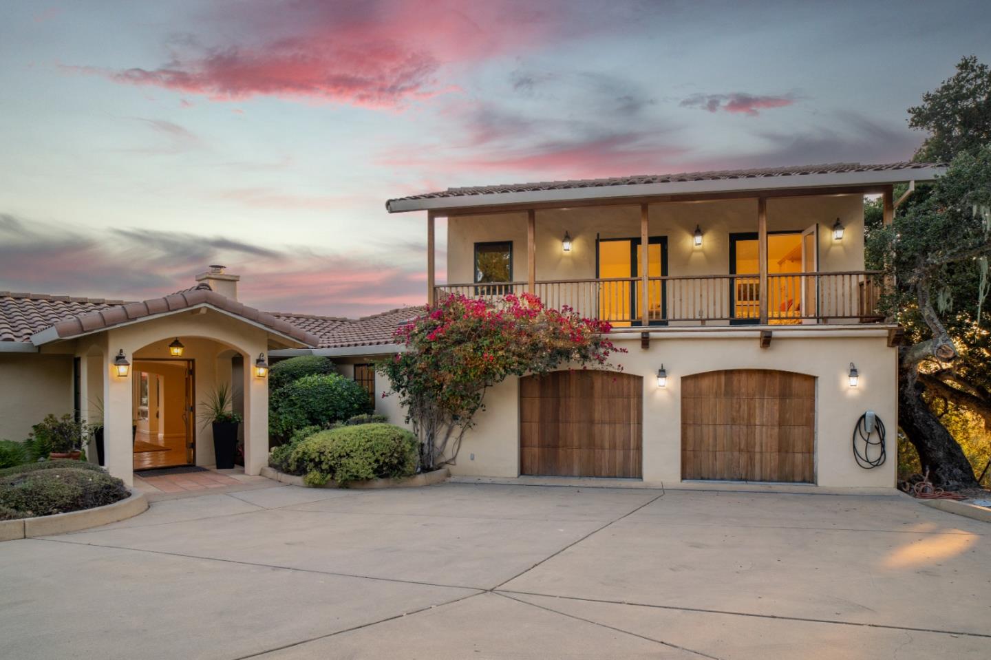 front view of a house with a garage
