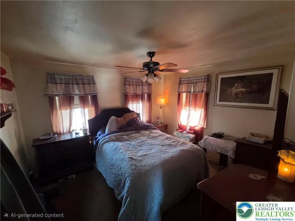 a bedroom with a bed and a walk in closet