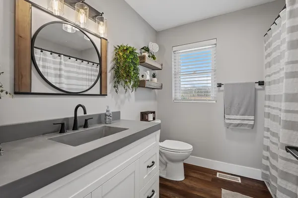 a living room with furniture and a couch