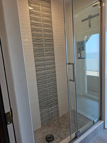 a bathroom with a shower