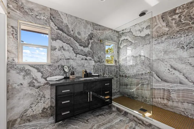 a view of a lake with a sitting space