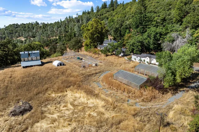 a view of a backyard of the house