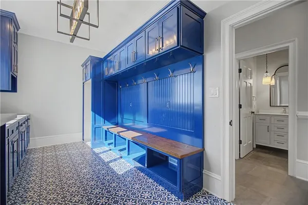 a view of a bathroom with a shower