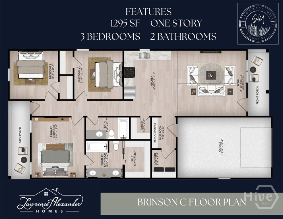 91 Waters Circle Pembroke, GA 31321 - Photo 17 of 17 PHOTOS OF PREVIOUSLY CONSTRUCTED BRINSON C MODEL BY LAWRENCE ALEXANDER HOMES. DESIGN SELECTIONS SHALL BE MADE BY THE BUILDER & WITH GARDEN SERIES TRIM PACKAGE.