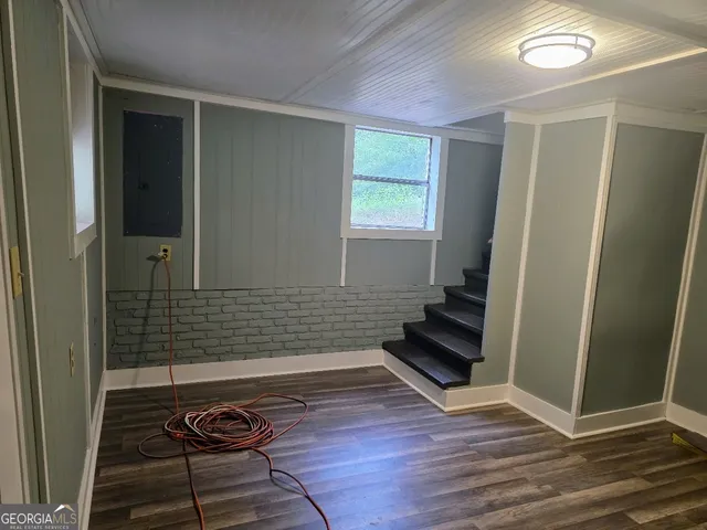 workspace with wooden floor