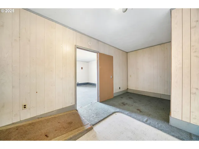 a open hall with a stove