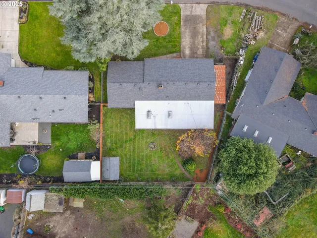 an aerial view of a house