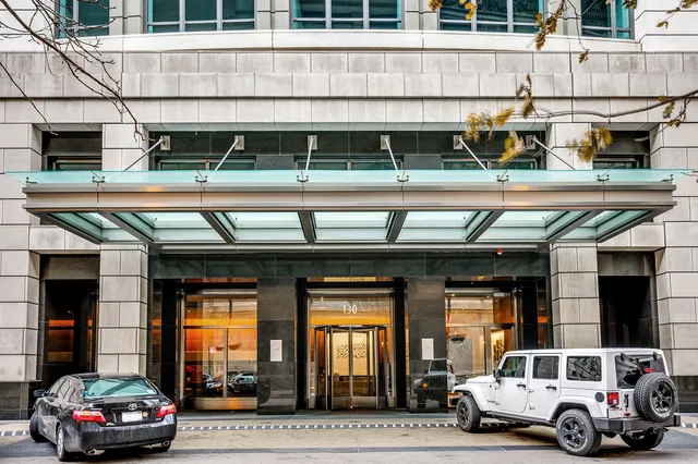 a car parked in front of a building