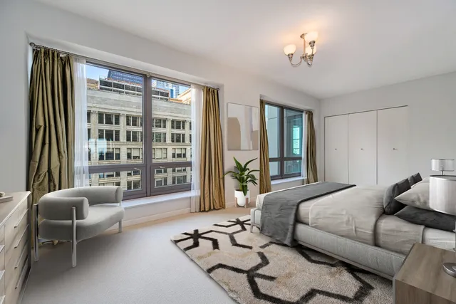 a bedroom with furniture