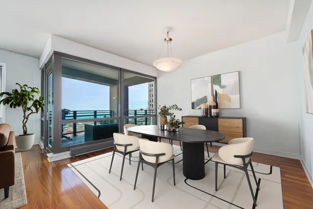 a view of a city with tall buildings