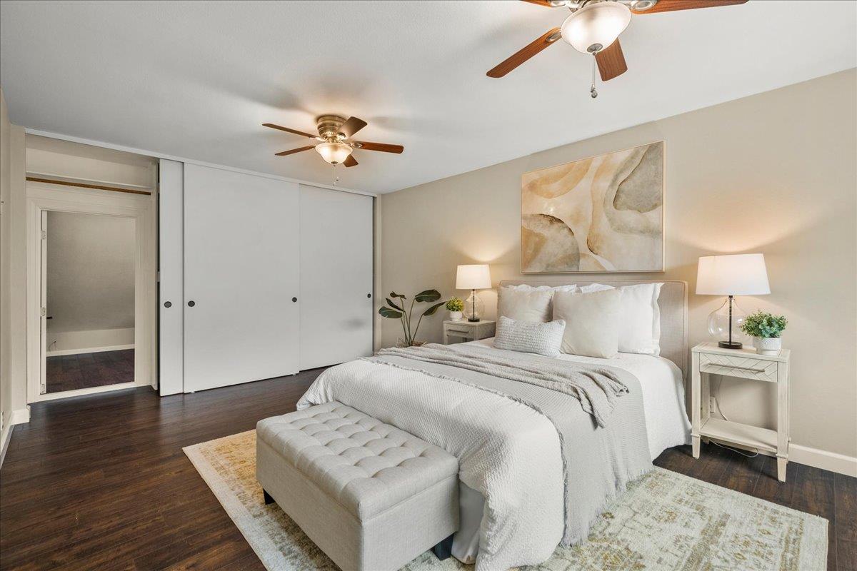 4118 Rosenbaum Avenue San Jose, CA 95136 - Photo 26 of 55 a bedroom with bed and a chandelier