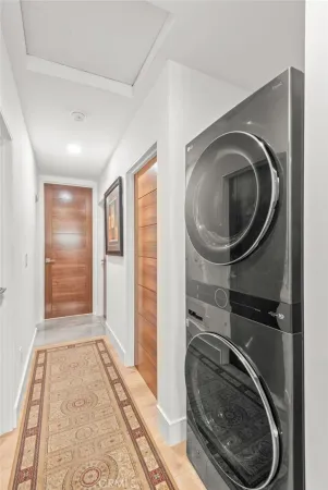 a bathroom with a washer and dryer