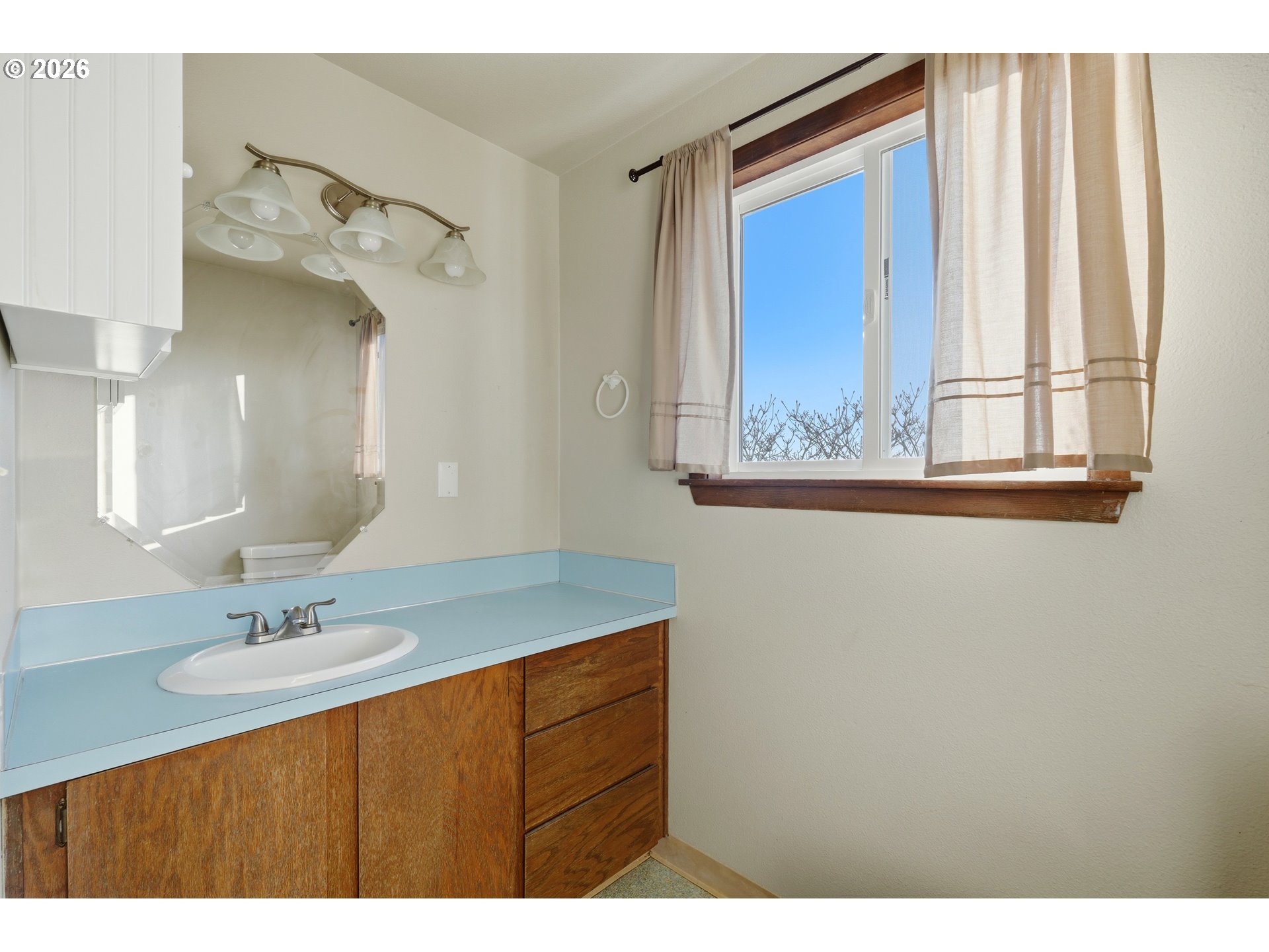 8949 South Gribble Road Canby, OR 97013 - Photo 20 of 36 a bathroom with a sink vanity and a mirror