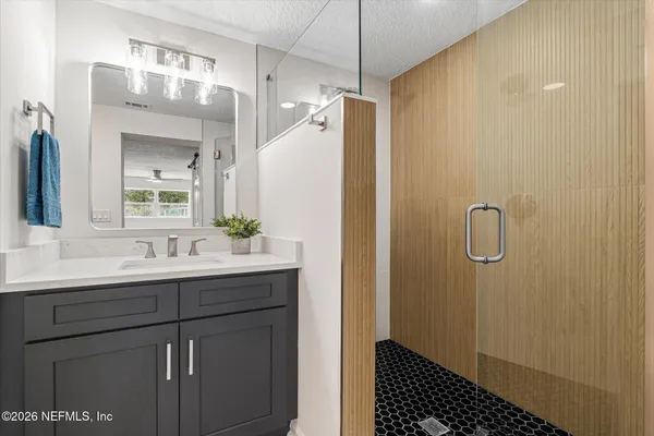 a bathroom with a shower