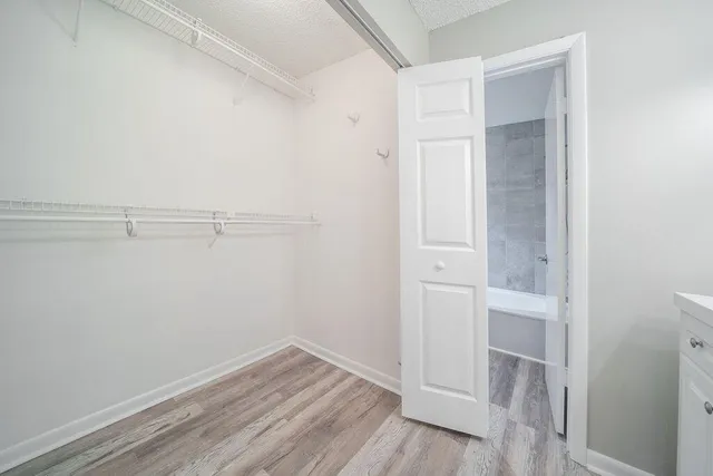 a view of an empty walk in closet