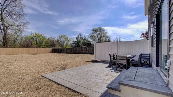 an outdoor view with patio