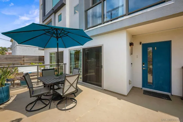 a view of an outdoor seating area