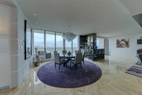 a dining room with furniture