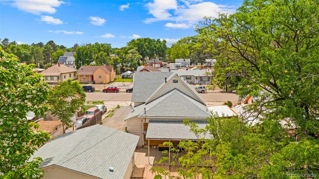 aerial view of residential houses with outdoor space