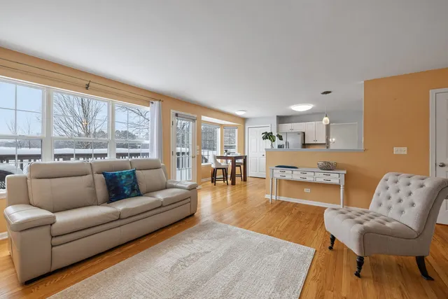 a aerial view of a house with garden and patio