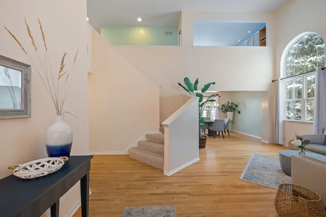 an aerial view of house with yard