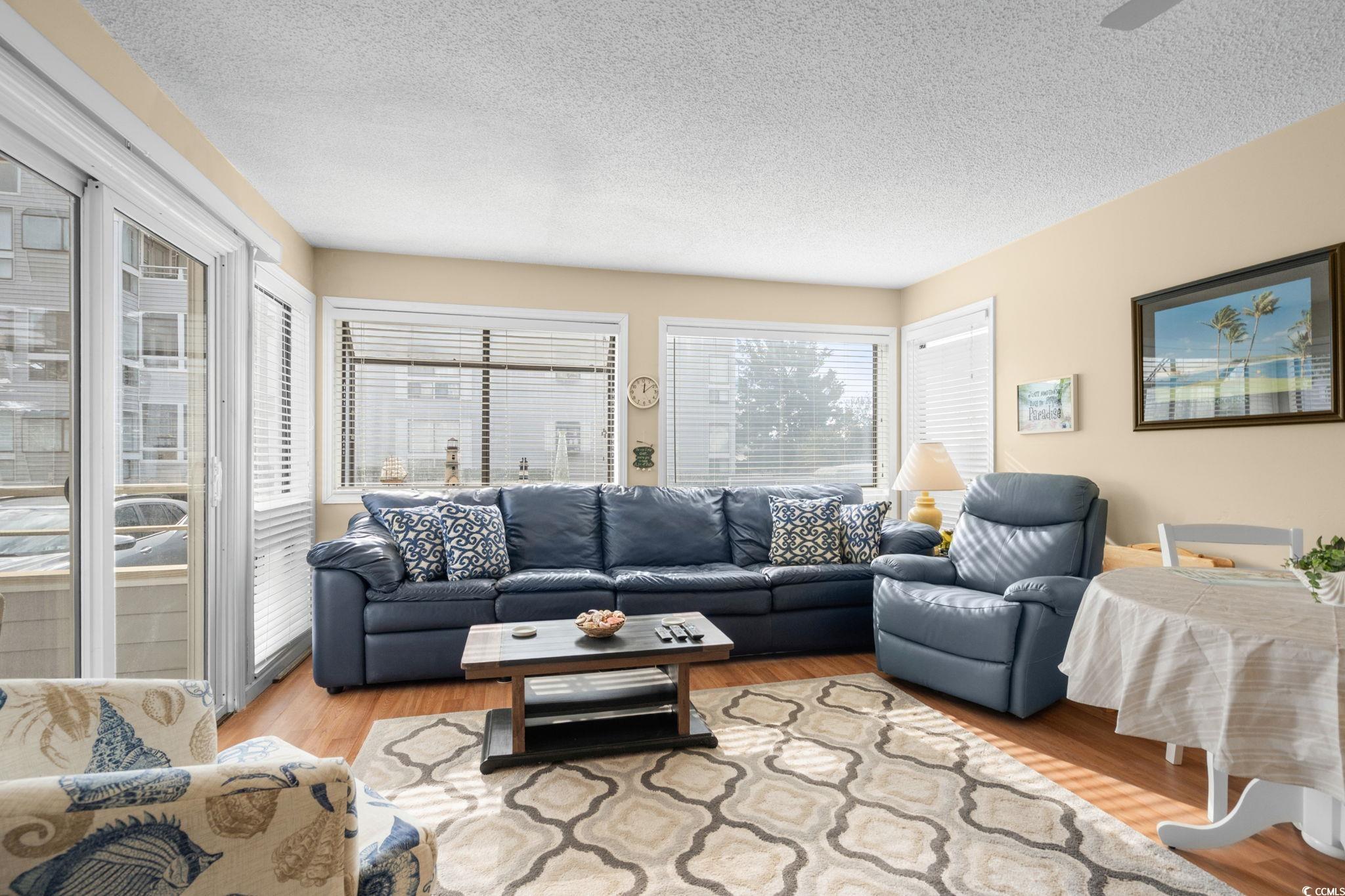 351 Lake Arrowhead Road, Unit 20179 Myrtle Beach, SC 29572 - Photo 5 of 40 Living area with a textured ceiling, healthy amount of natural light, and light wood finished floors