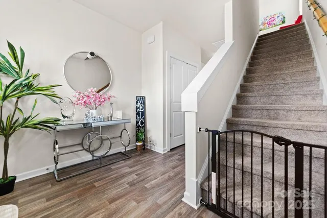 a view of entryway with wooden floor