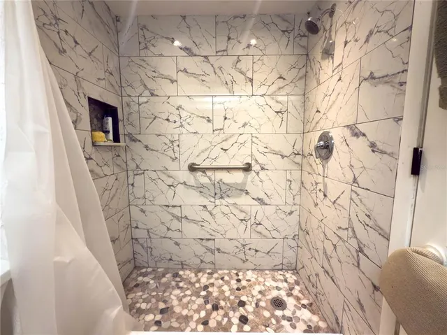 a bathroom with a shower