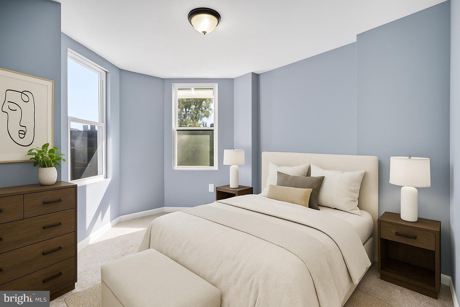 1919 Mosher Street Baltimore, MD 21217 - Photo 17 of 21 a bedroom with a bed and a lamp on dresser