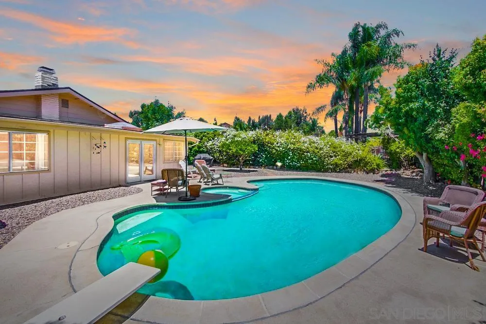14655 Evening Star Drive Poway, CA 92064 - Photo 4 of 33 a view of a swimming pool with lawn chairs under an umbrella