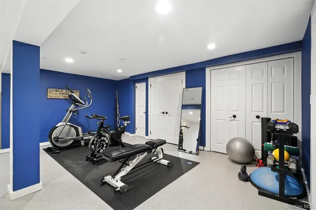 a room with gym equipment
