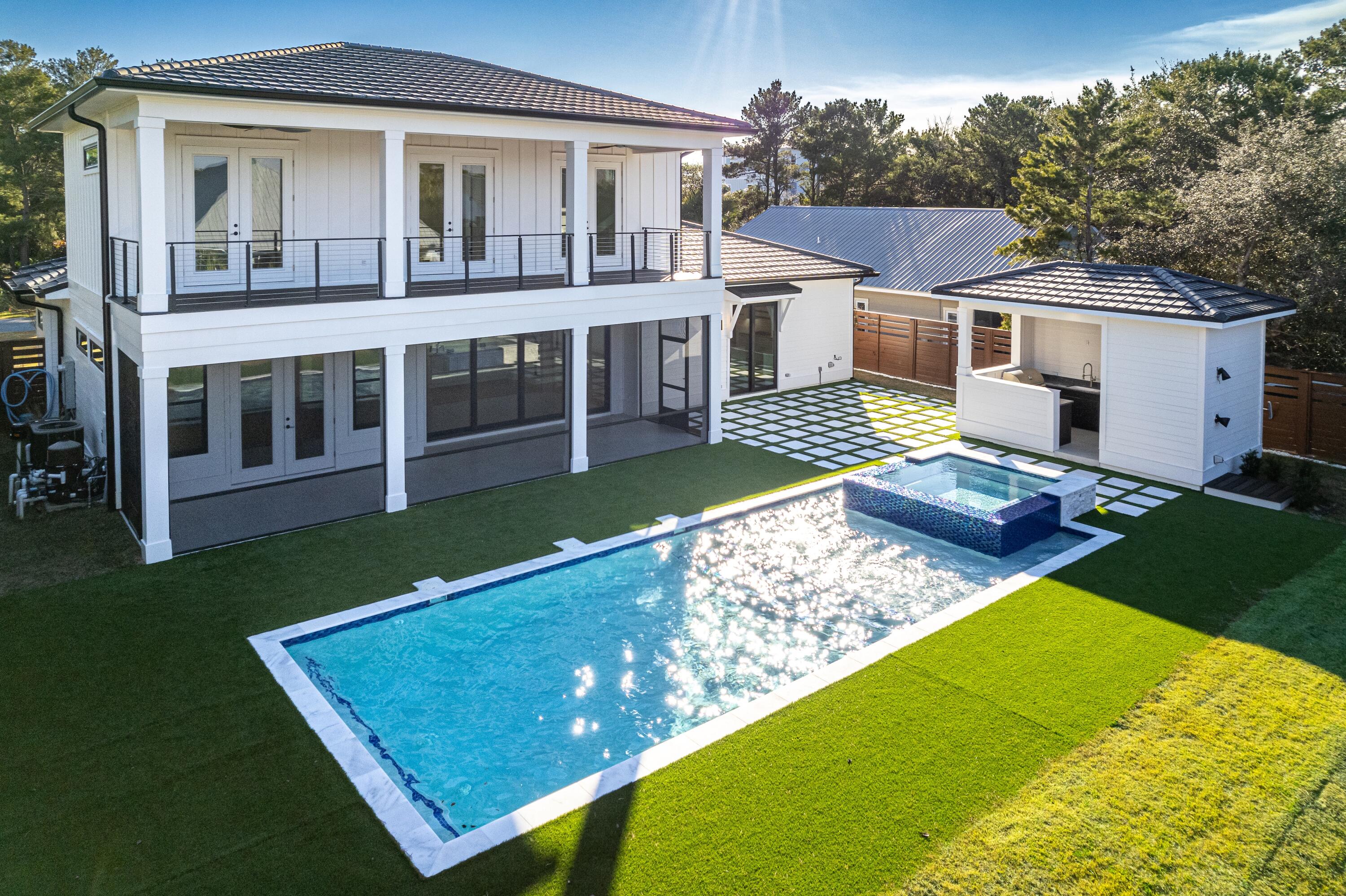 63 Maple Street Santa Rosa Beach, FL 32459 - Photo 71 of 88 a view of a house with pool and a yard