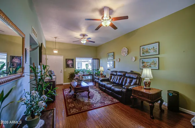 a living room with furniture