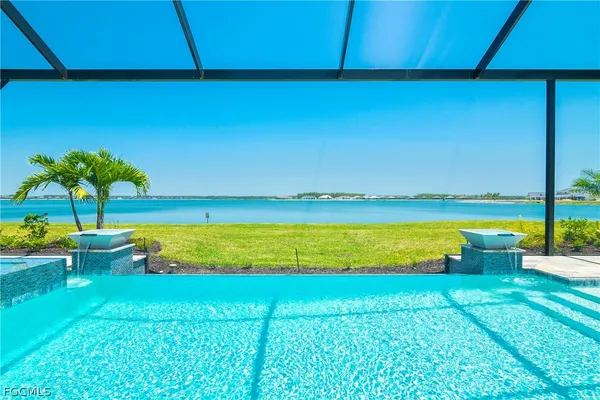 a view of an outdoor space and swimming pool