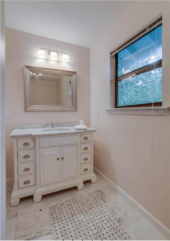 1181 Simms Heights Road Kingston Springs, TN 37082 - Photo 13 of 20 Gorgeous master bath has inlaid mosaic tile in marble floor and a beautiful new vanity with marble top.