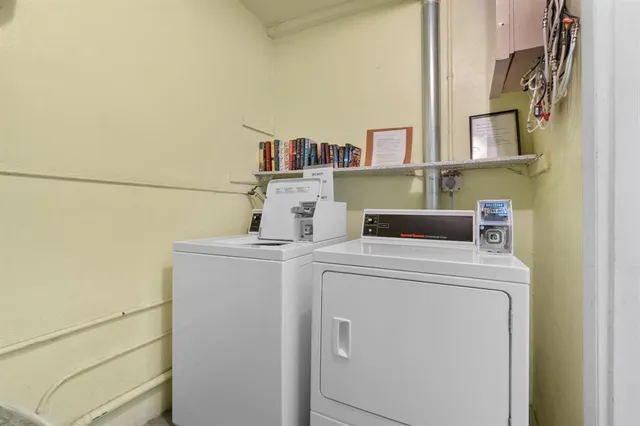 a utility room with dryer and washer