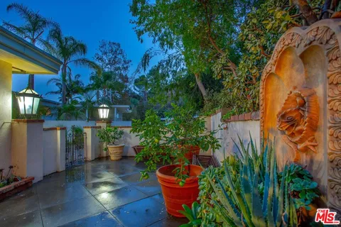 an outdoor space with plants