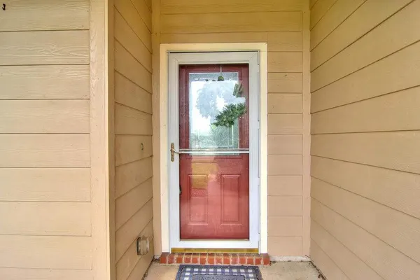 a view of a wooden door