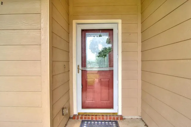 a view of a wooden door