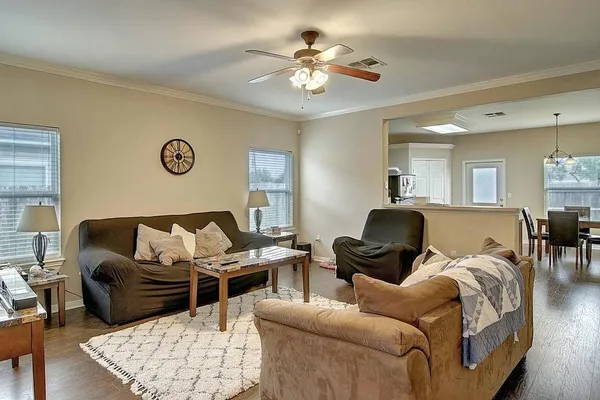 a living room with furniture