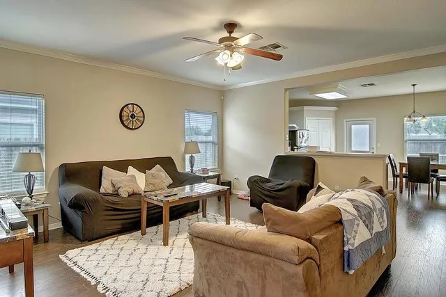 a living room with furniture