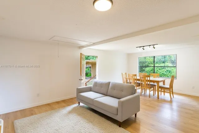 a view of a big room with wooden floor