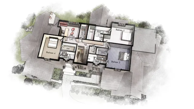 a view of a house with a bench