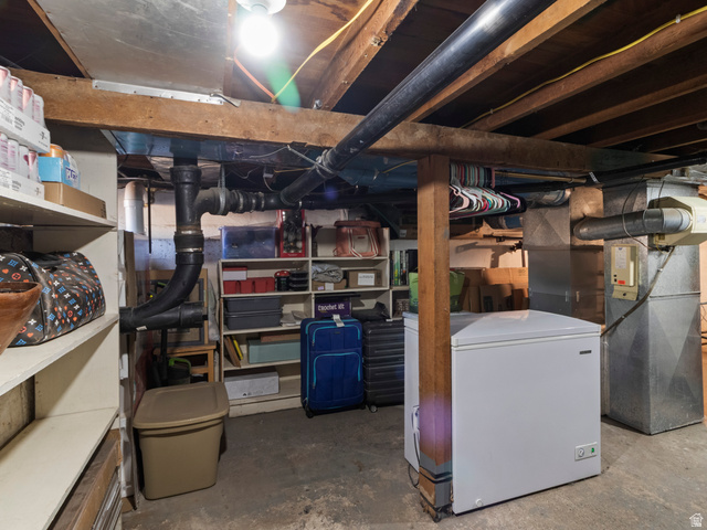 158 East 300 South Logan, UT 84321 - Photo 19 of 25 Unfinished basement with heating unit