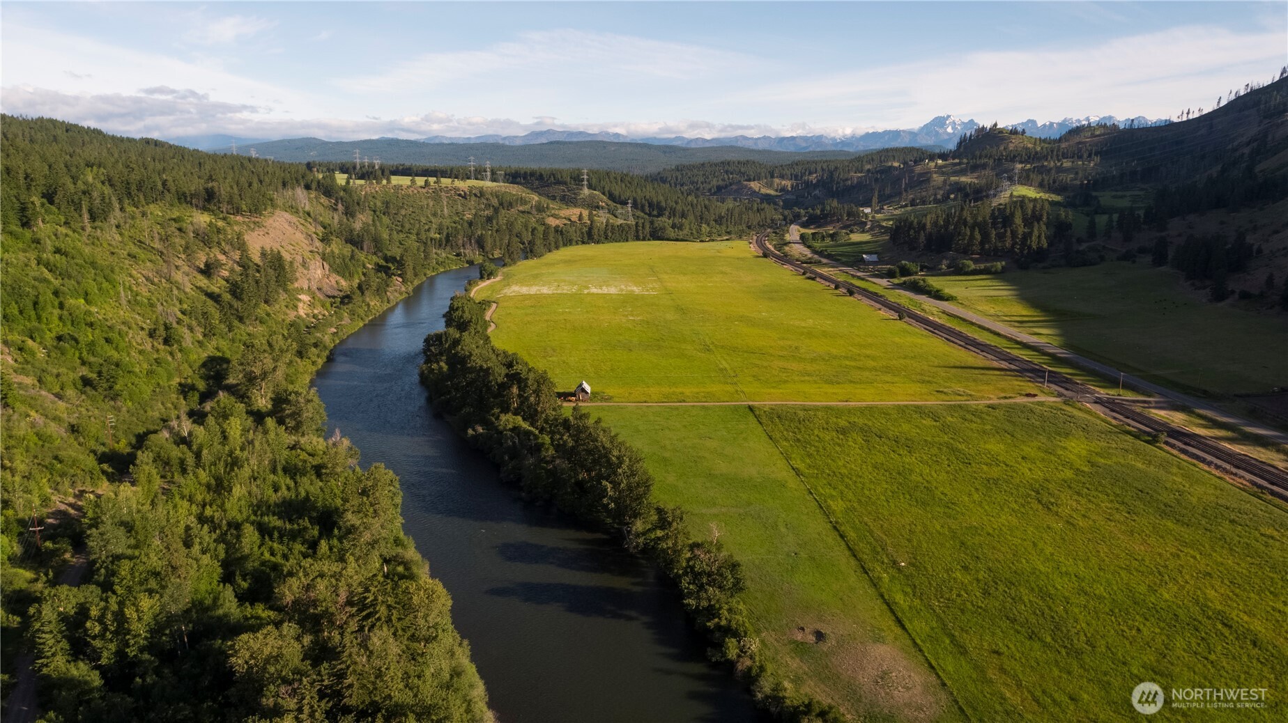 a view of a lake with a mountain in the background