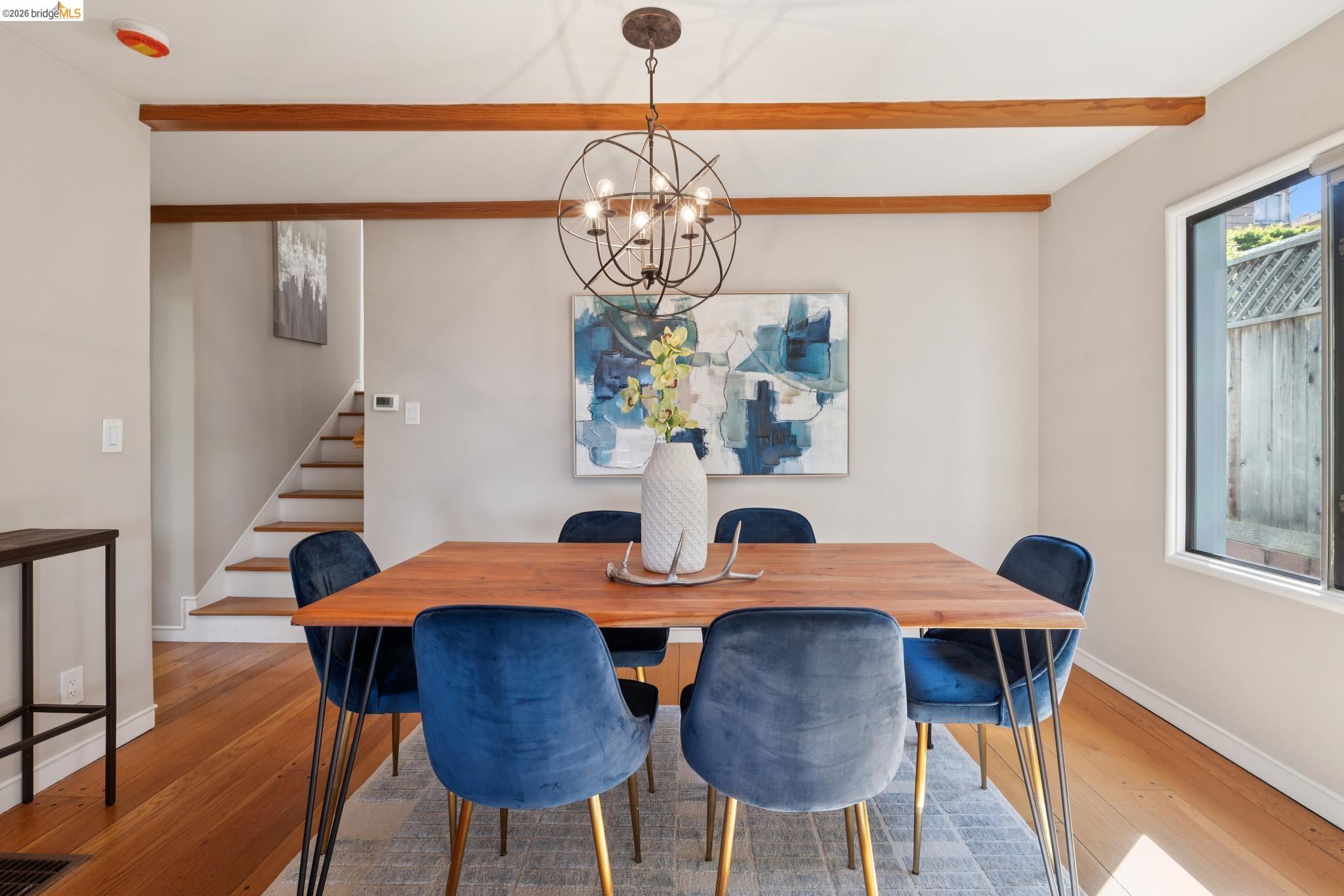 37 Kenyon Avenue Kensington, CA 94708 - Photo 17 of 60 a view of a dining room with furniture and wooden floor