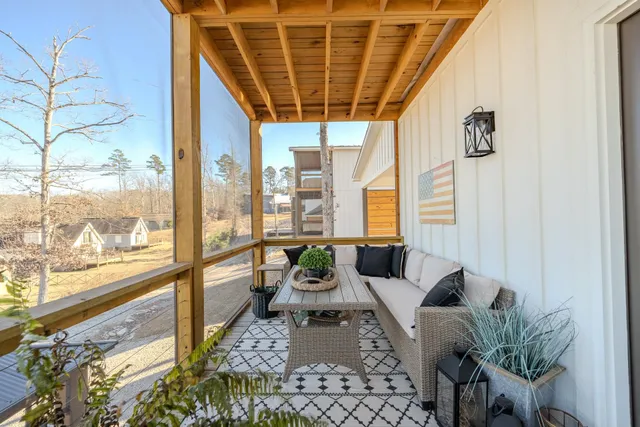 a view of an outdoor space with seating area
