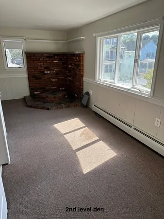 an empty room with windows