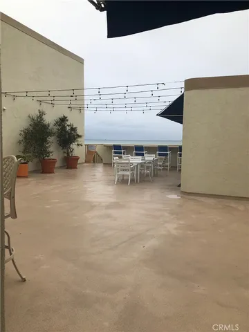 an outdoor space with furniture